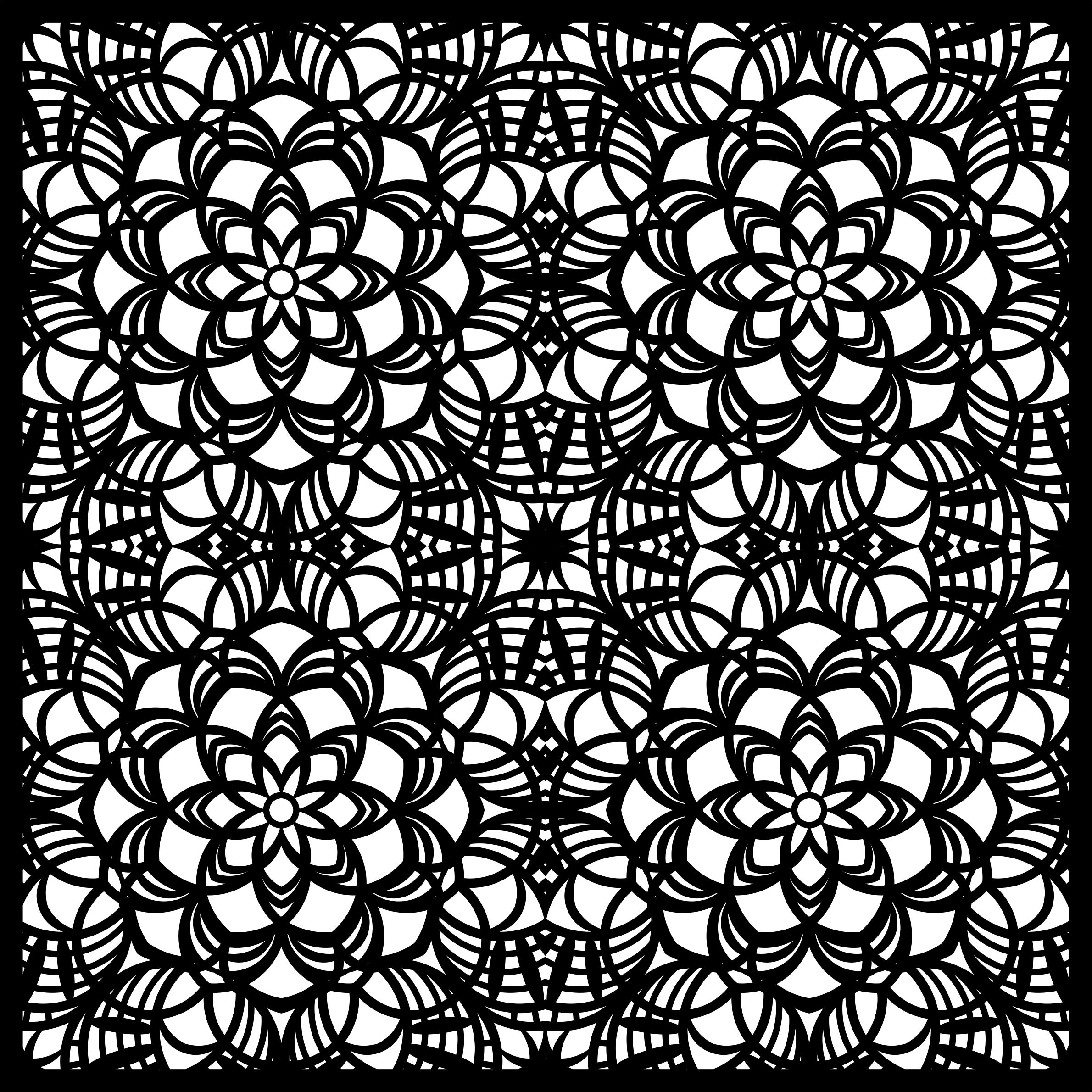 Privacy Partition Indoor Panel Floral Lattice Stencil Room Divider Free DXF File