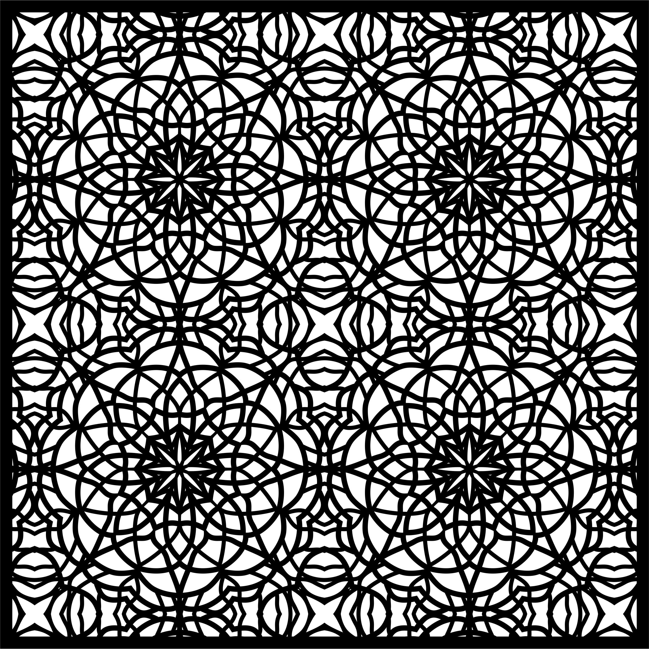 Privacy Partition Indoor Panel Floral Lattice Stencil Room Divider Seamless Design Pattern For Laser Cut Free Vector File