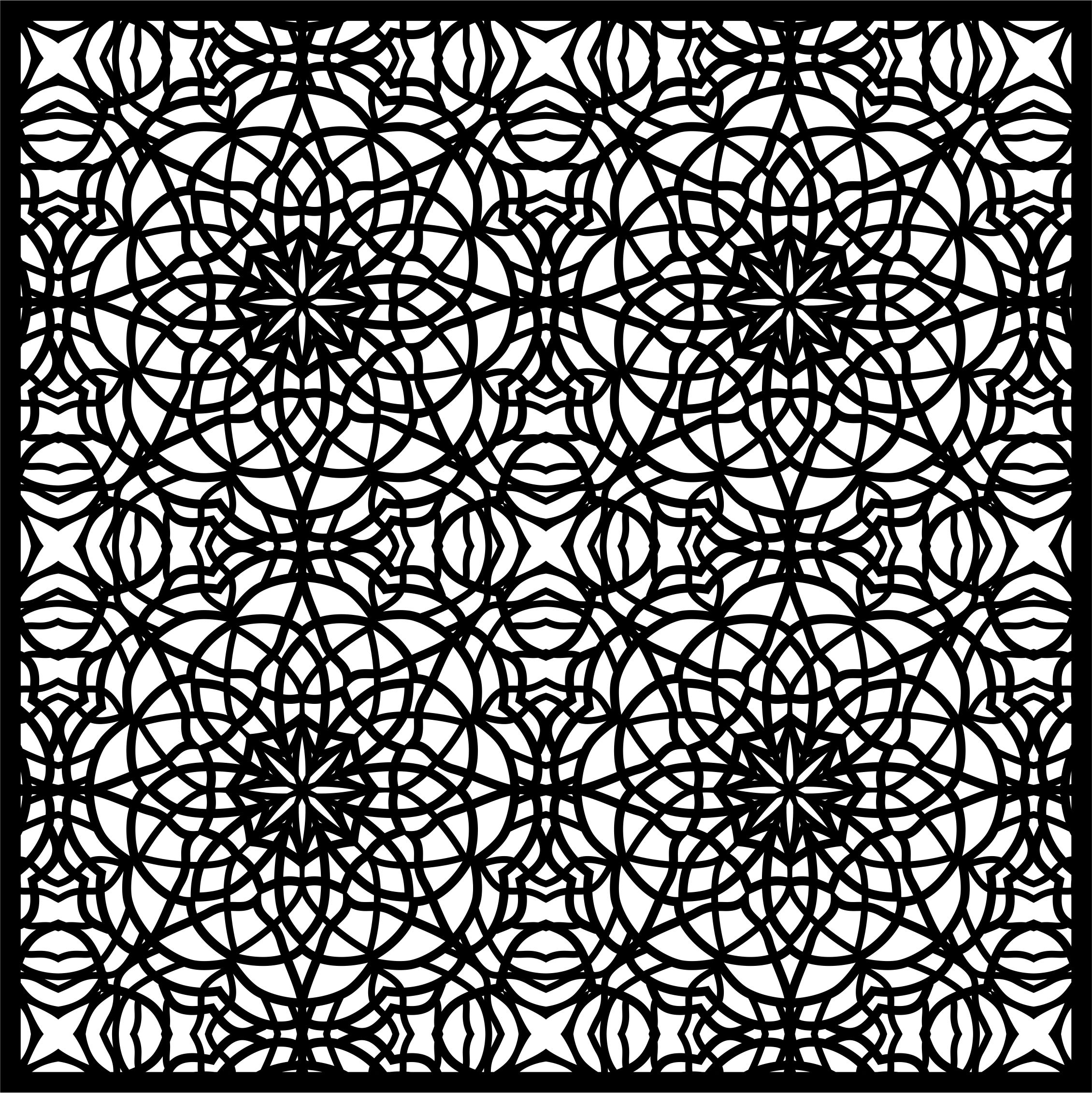 Privacy Partition Indoor Panel Floral Lattice Stencil Room Divider Seamless Design Pattern Free DXF File