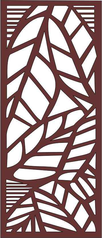 Privacy Partition Indoor Panel Screen Leaf Shaped Room Divider Seamless Design For Laser Cut Free Vector File