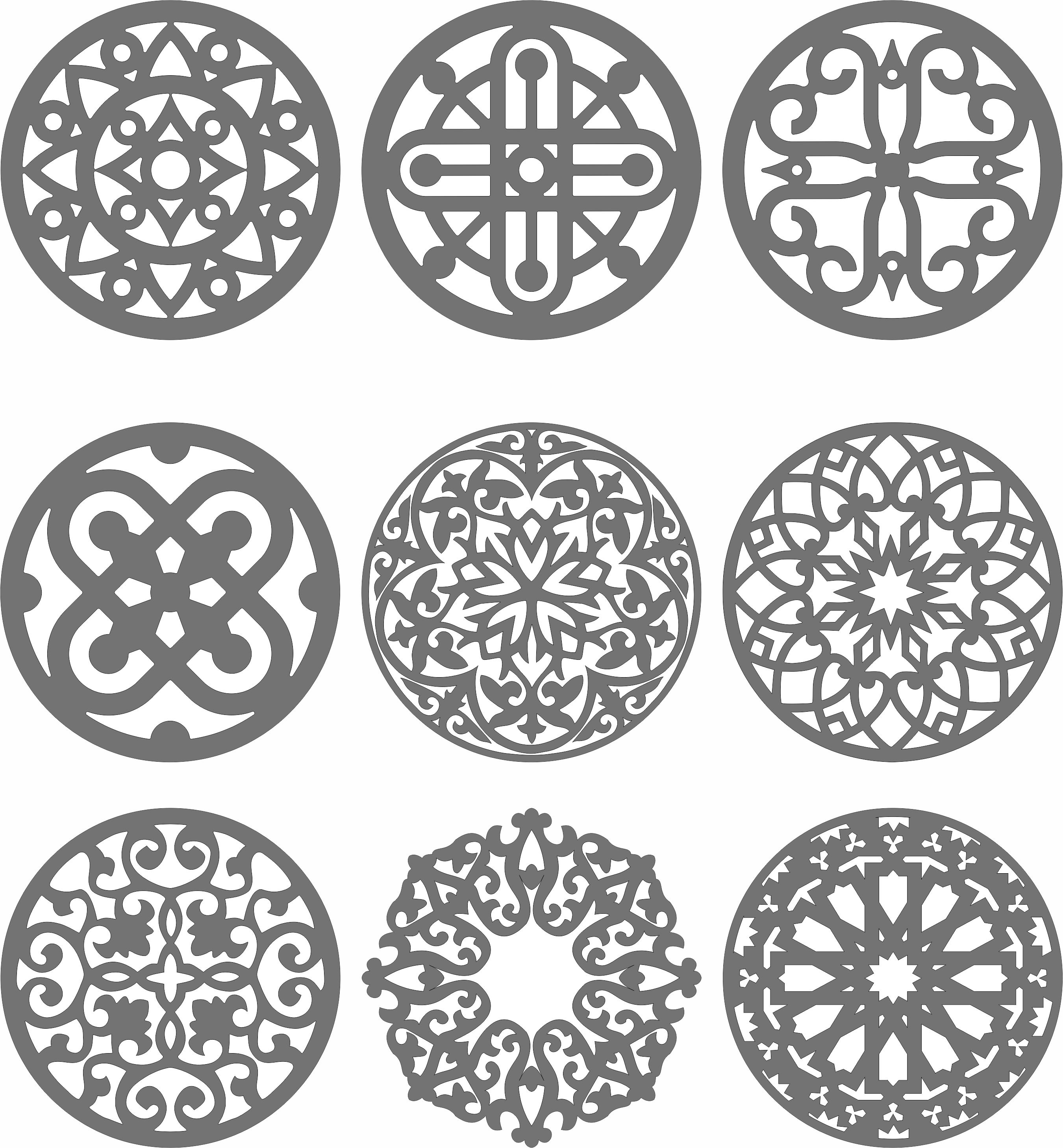 Privacy Partition Round Grill Patterns For Laser Cutting Free DXF File