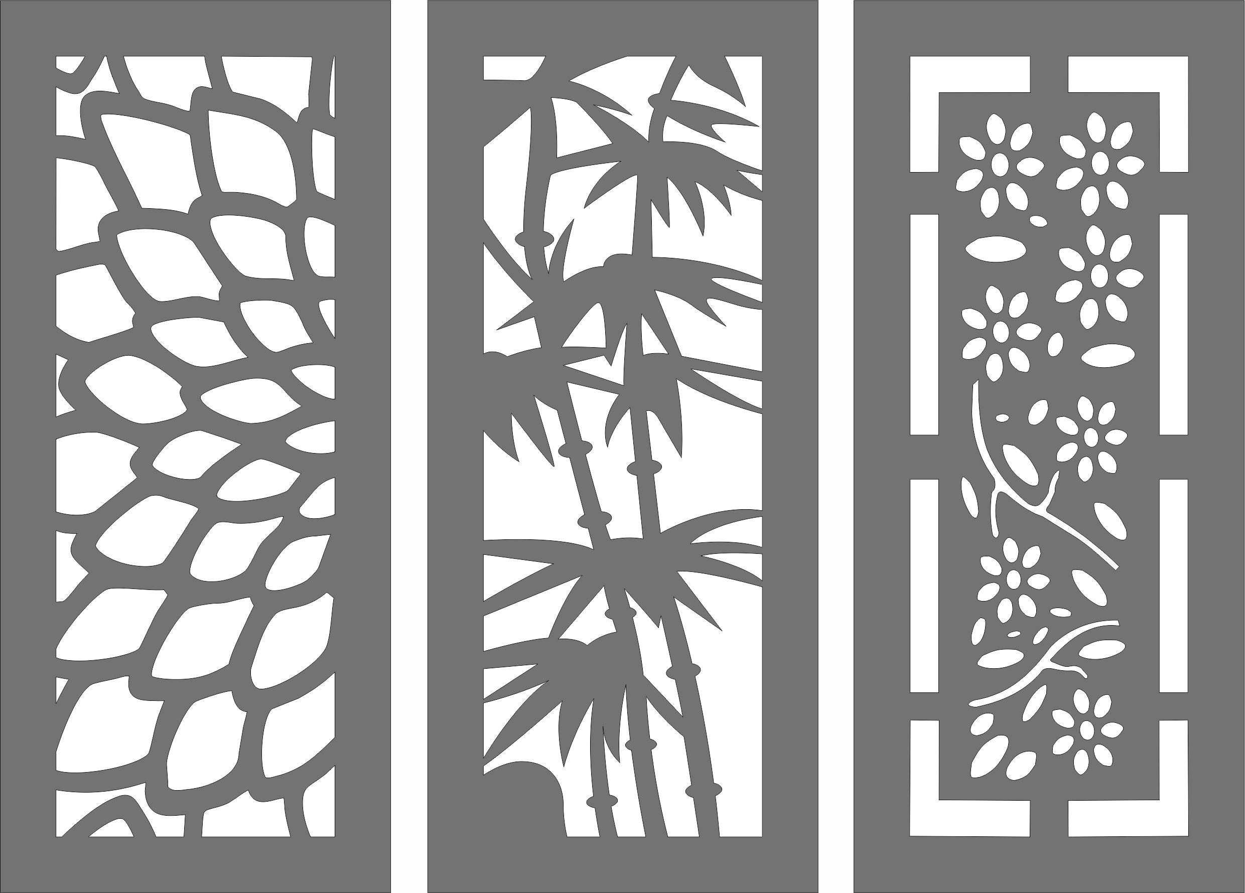 Privacy Partition Sample Baffle Of Flowers Set For Laser Cut Free Vector File