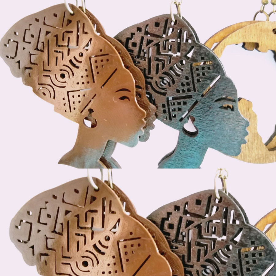 Queen Titi Earrings Laser Cut Free DXF File