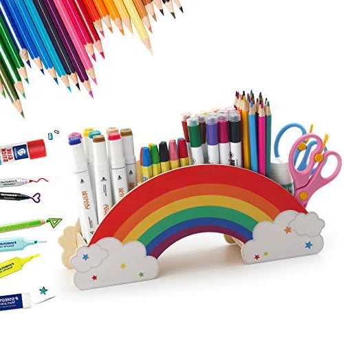 Rainbow Desk Organizer Pencil Holder Laser Cut Free Vector File