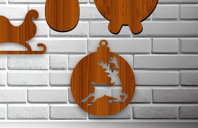 Reindeer Christmas Bauble Christmas Tree Decoration Laser Cut Free Vector File