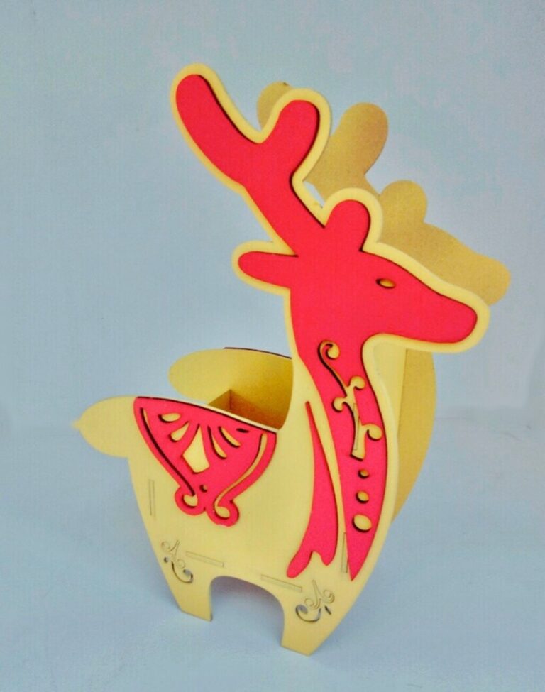Reindeer Pen Holder Desk Organizer For Laser Cut Free Vector File