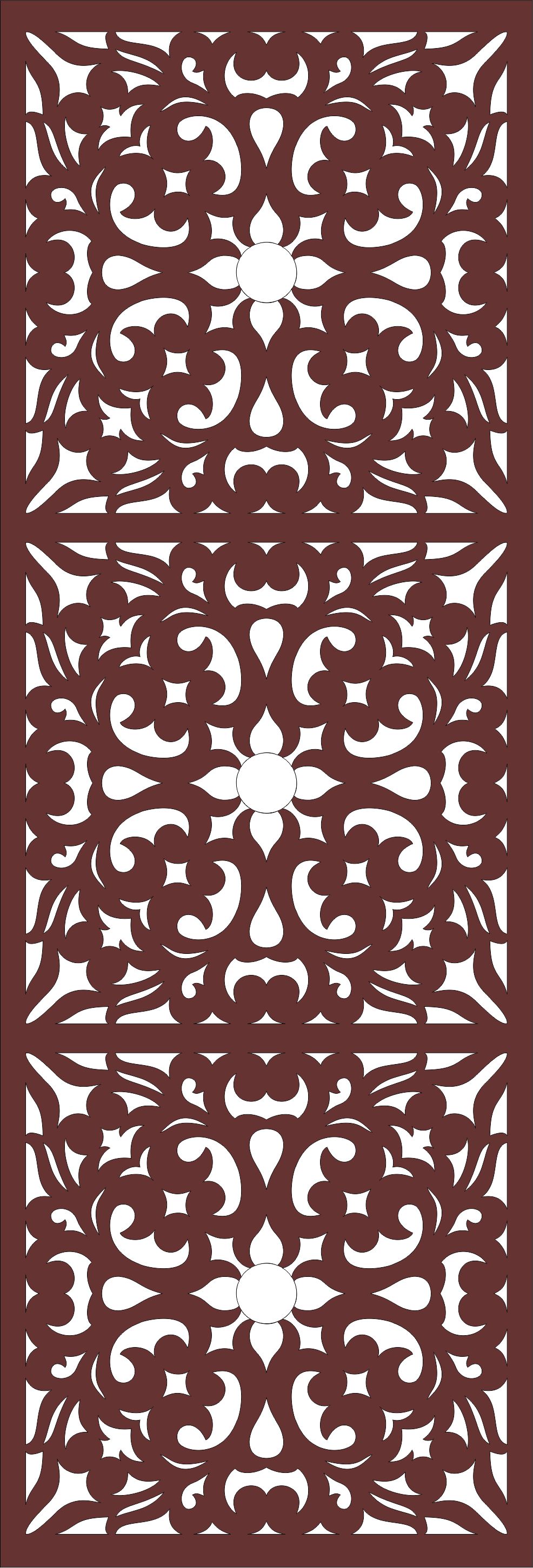 Room Divider Seamless Floral Grill Panel For Laser Cut Free Vector File