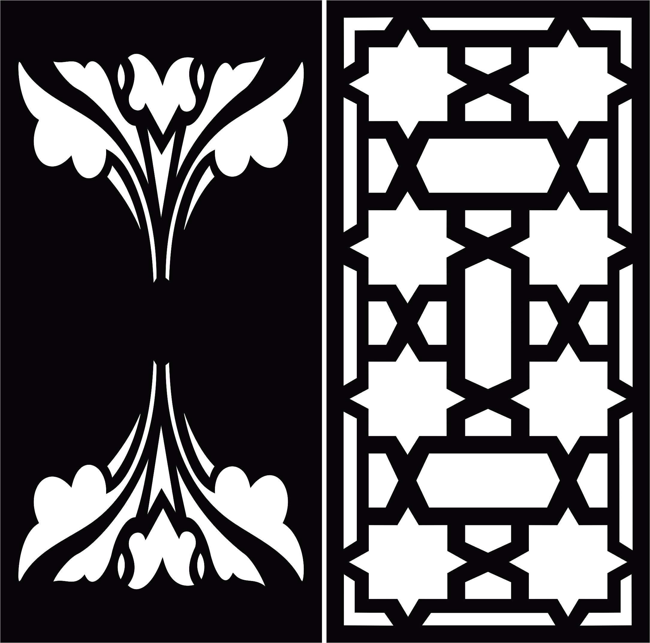 Room Divider Seamless Floral Jali Designs Set For Laser Cutting Free DXF File