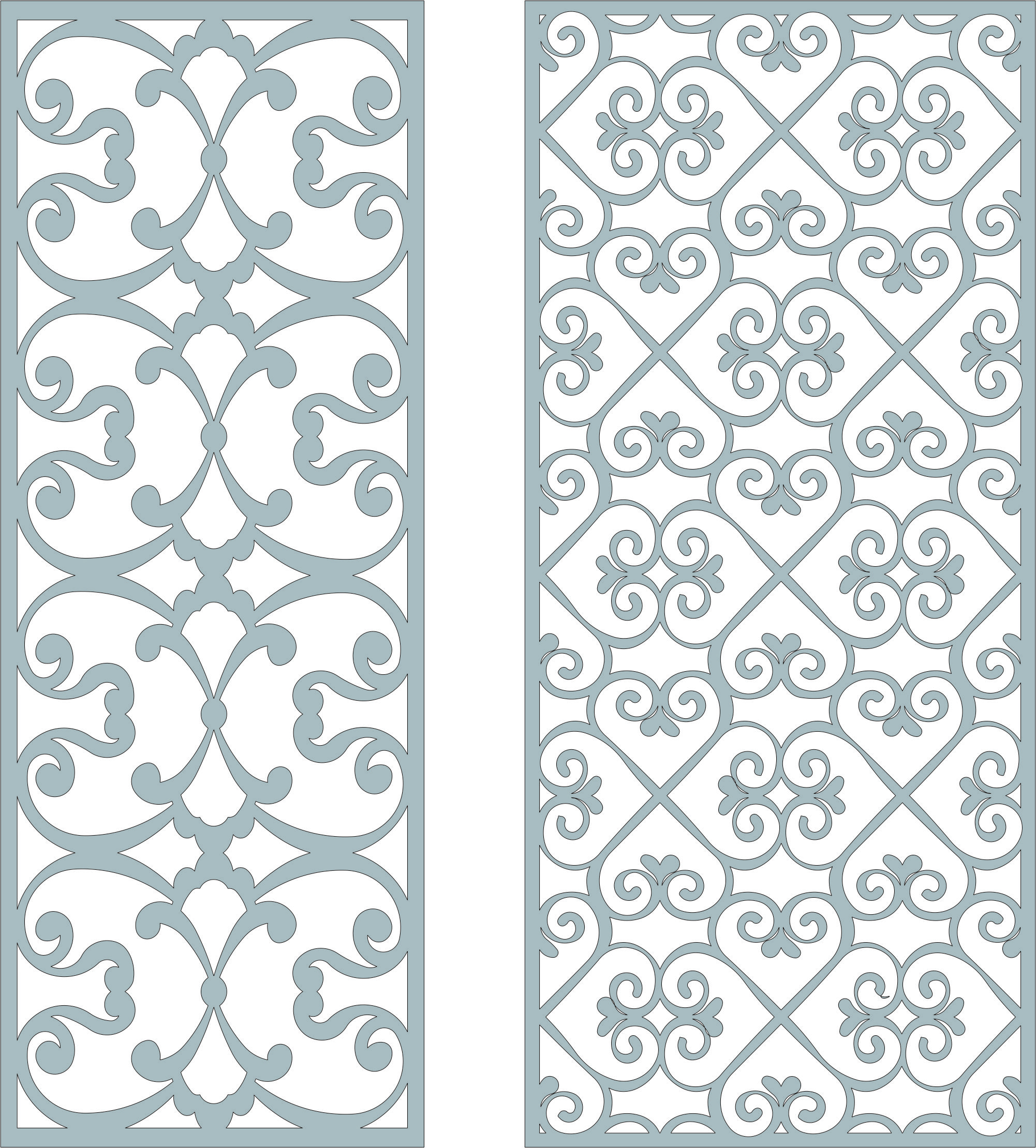 Room Divider Seamless Floral Lattice Stencil Panels Set For Laser Cut Free Vector File