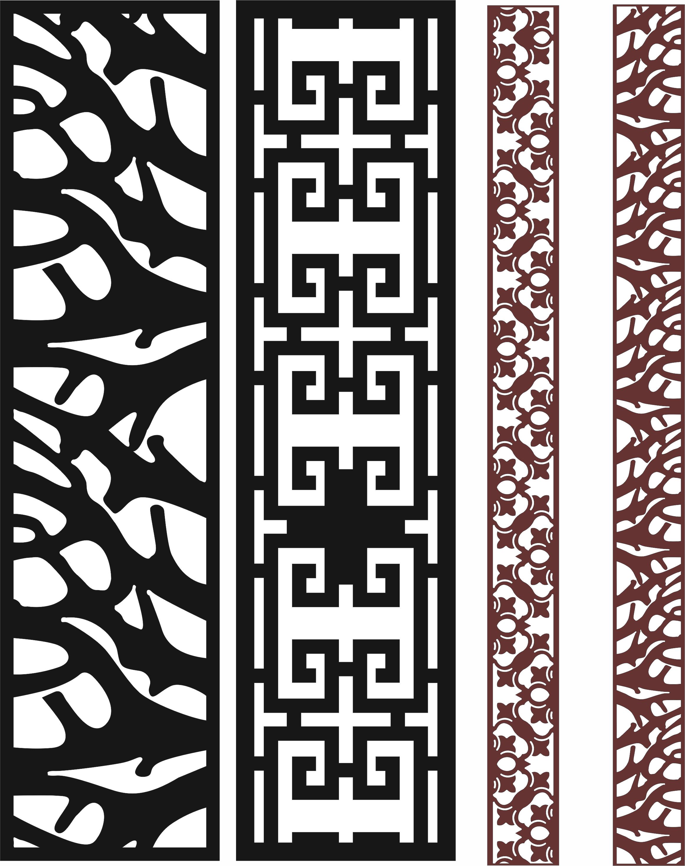 Room Divider Seamless Floral Screen Set For Laser Cut Free Vector File
