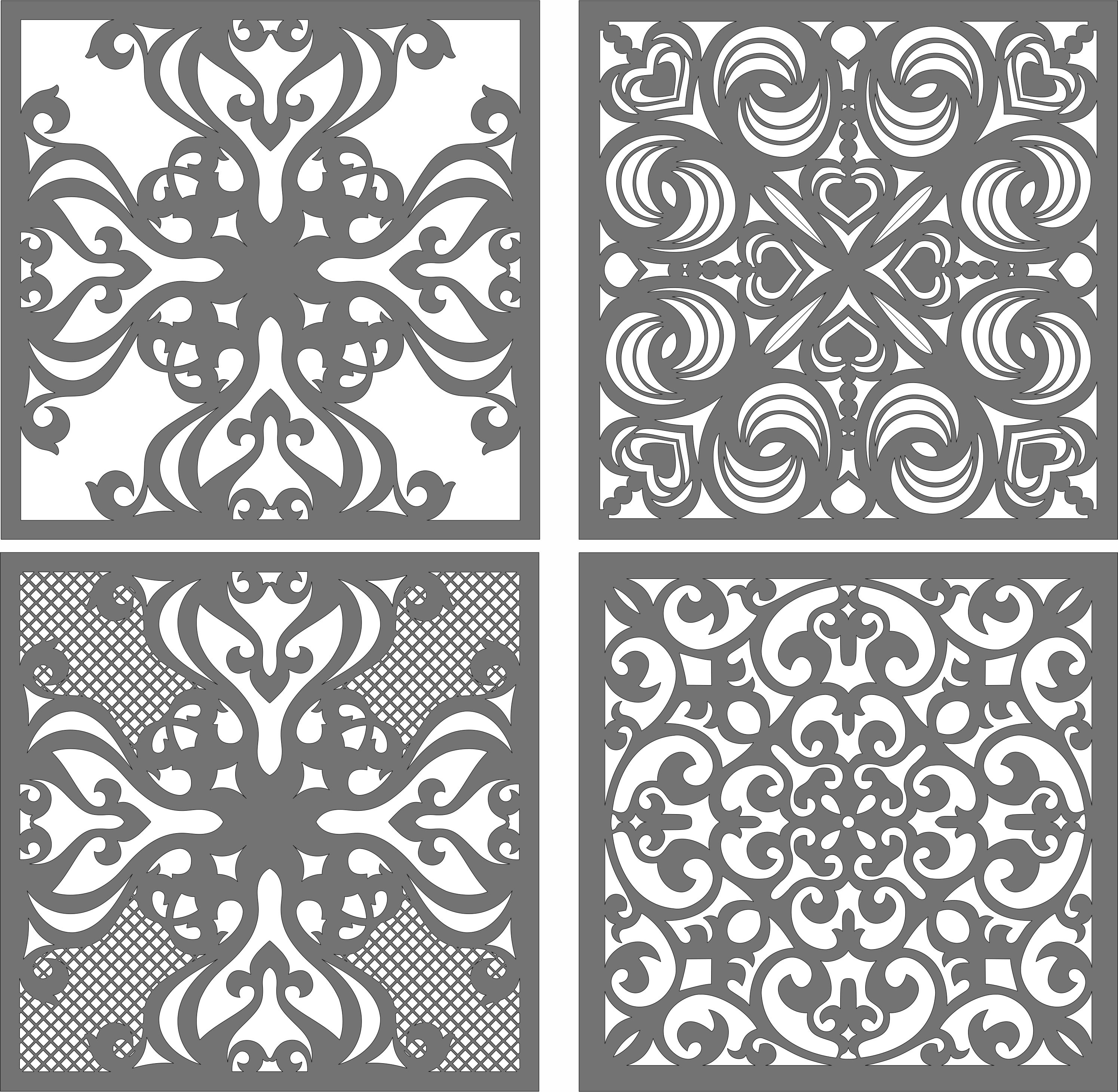 Room Divider Seamless Lattice Designs Set Free DXF File