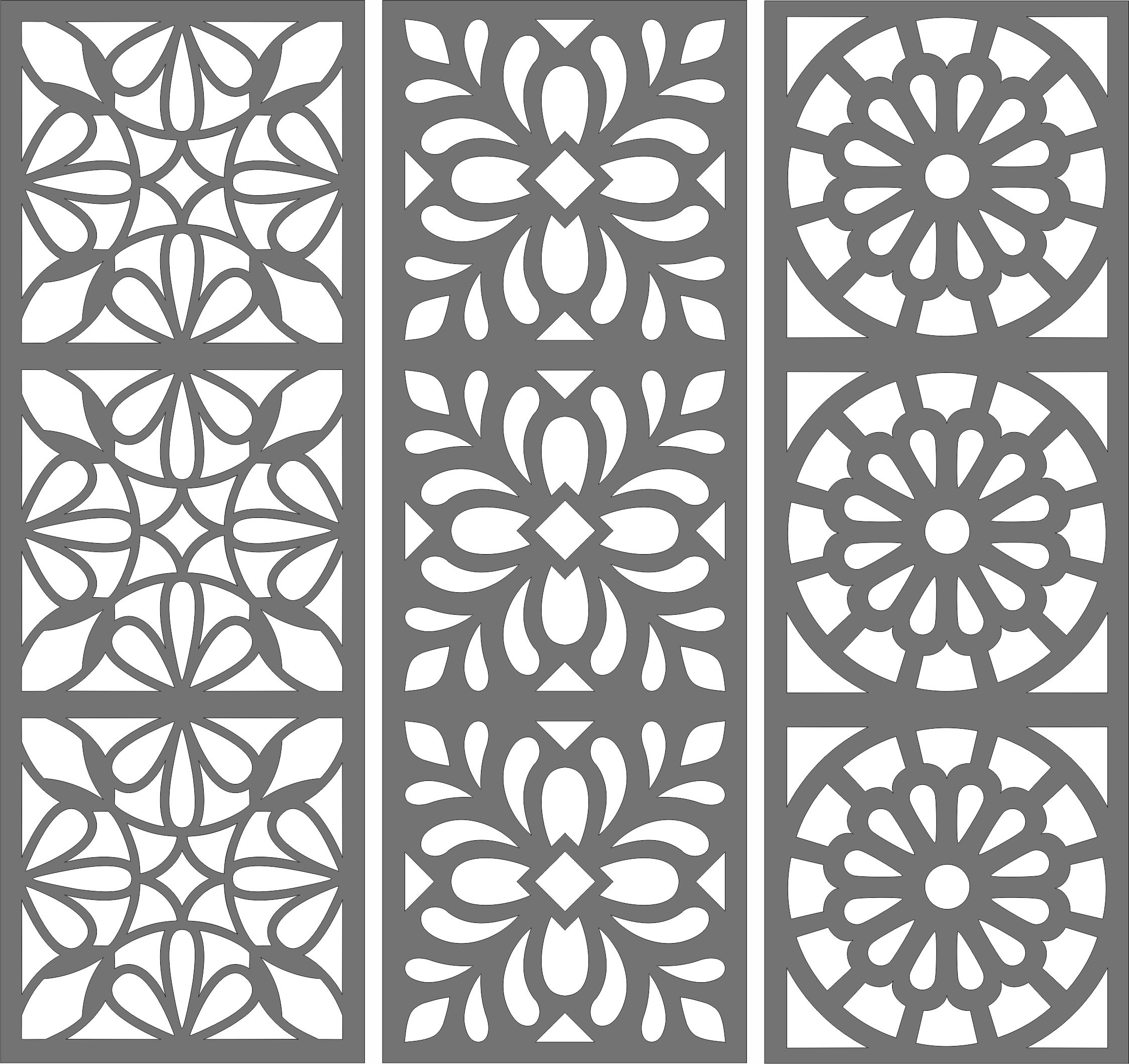 Room Grill Floral Seamless Patterns For Laser Cutting Free DXF File