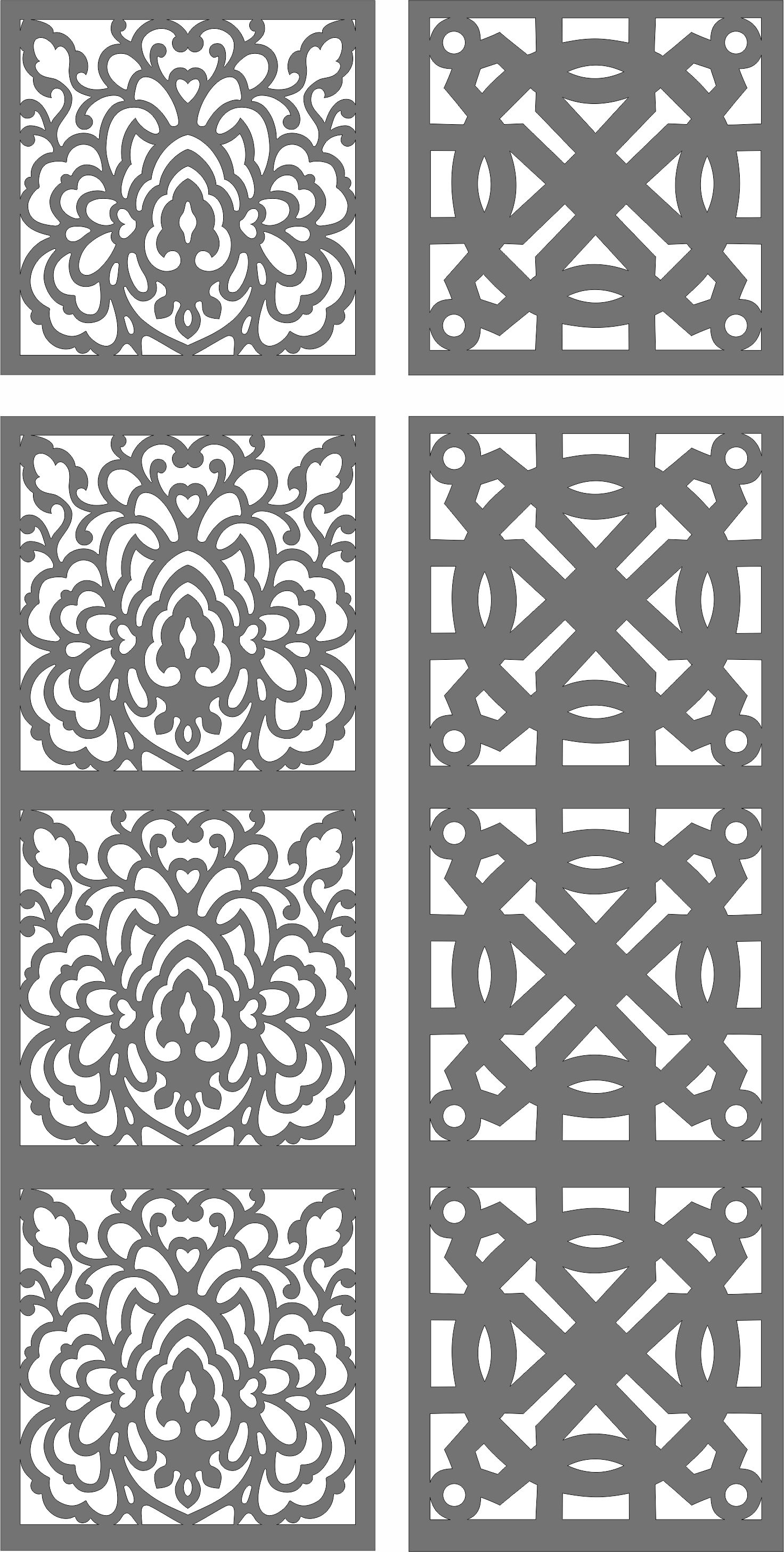 Room Grill Separator Seamless Patterns Set For Laser Cut Free Vector File