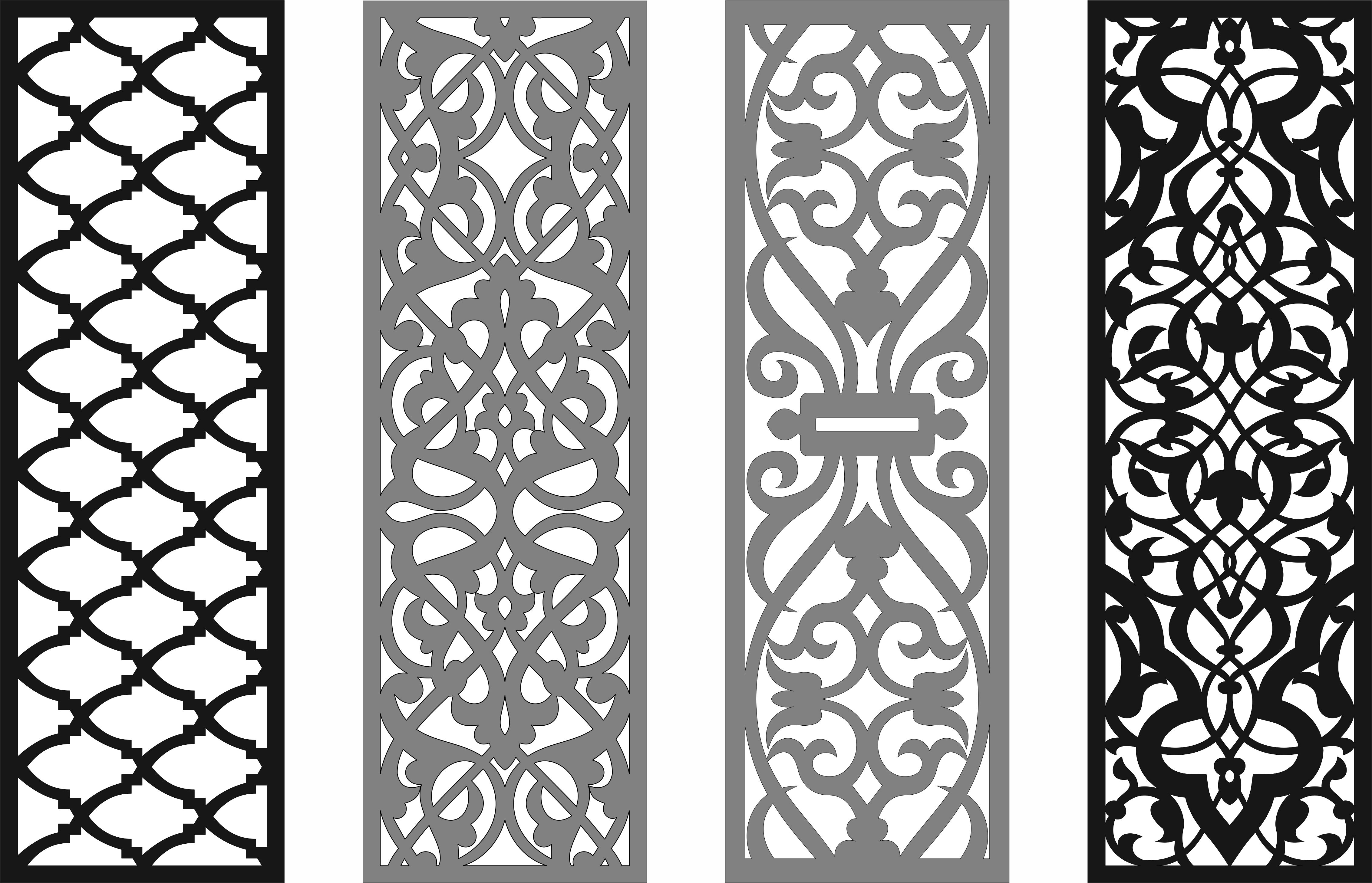 Room Seamless Screen Patterns Set For Laser Cutting Free DXF File