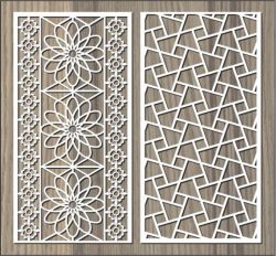 Room Separator Seamless Floral Lattice Stencil Designs Set For Laser Cut Free Vector File