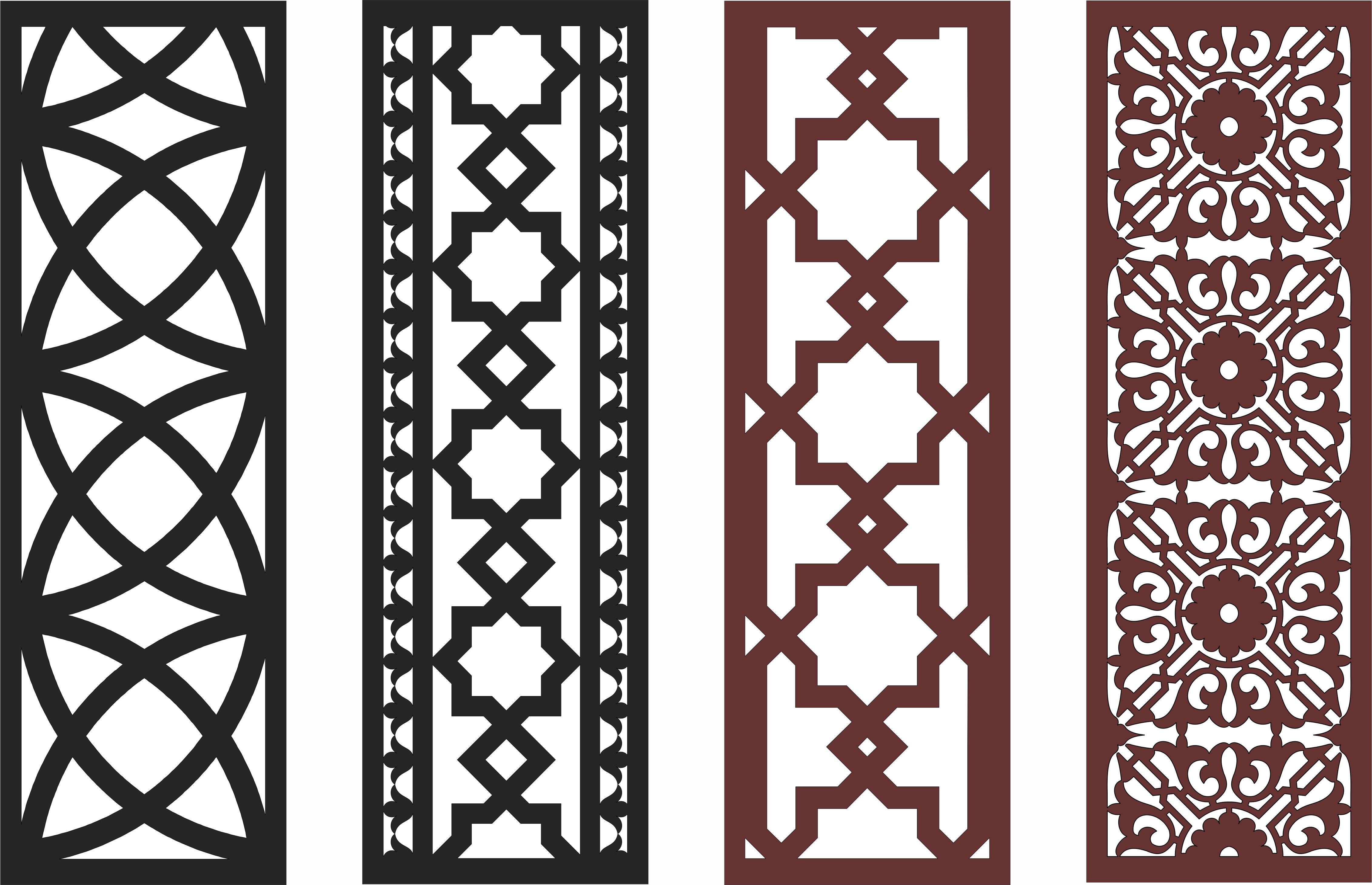 Room Separator Seamless Floral Screen Set For Laser Cut Free Vector File