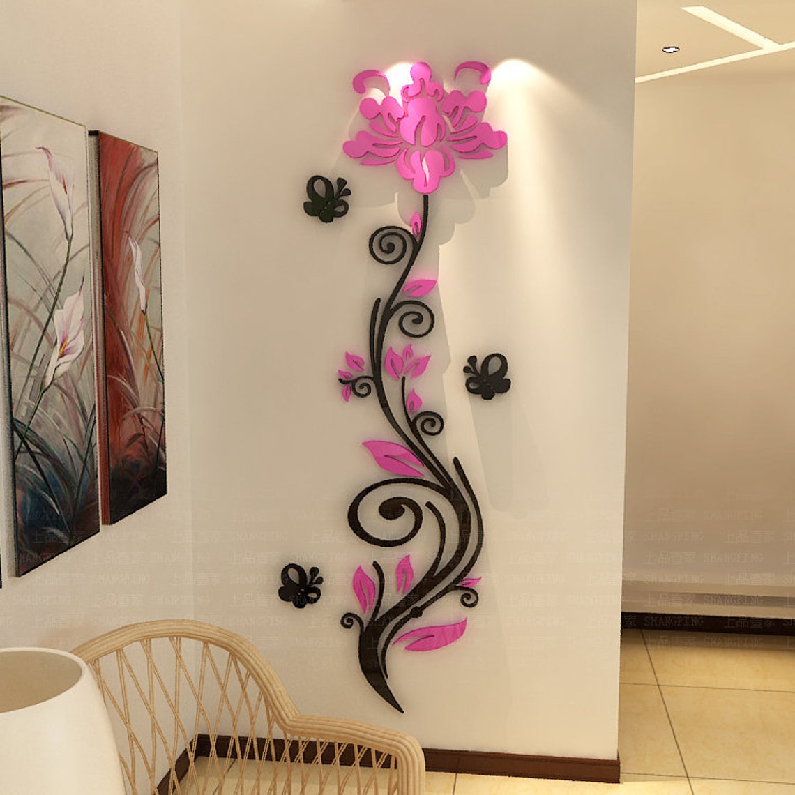 Rose Flower 3d Acrylic Wall Decor For Laser Cutting Free Vector File