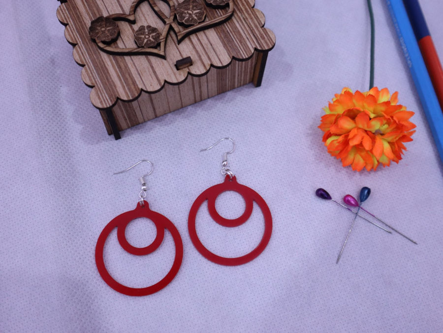 Round Drop Earrings Laser Cut Free DXF File