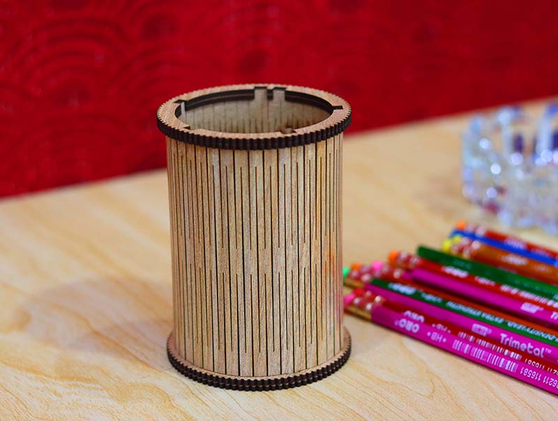 Round Pencil Holder Template 3mm Laser Cut Free Vector File