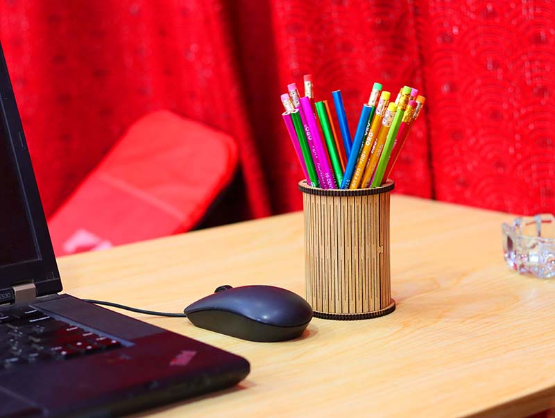 Round Pencil Holder Template 3mm Laser Cut Free DXF File