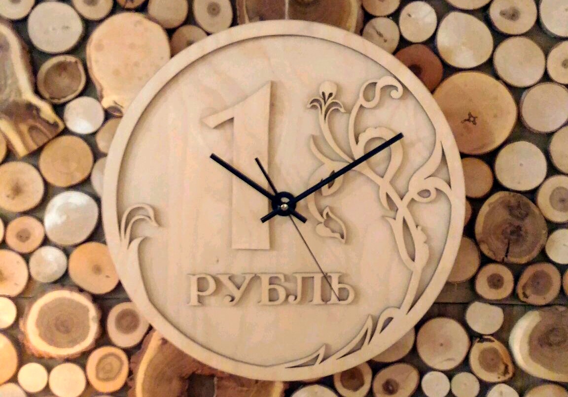 Ruble Wall Clock For Laser Cut Free Vector File