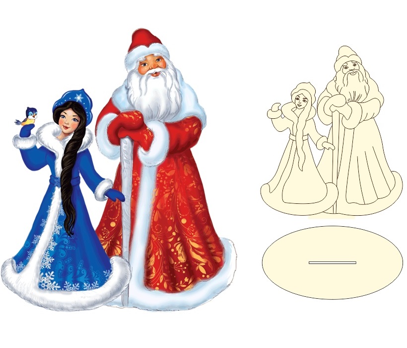 Santa Claus And Snowmaiden Christmas Decoration Laser Cut Free Vector File