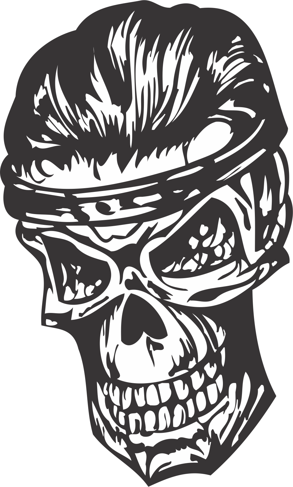 Scary Skull Free DXF File
