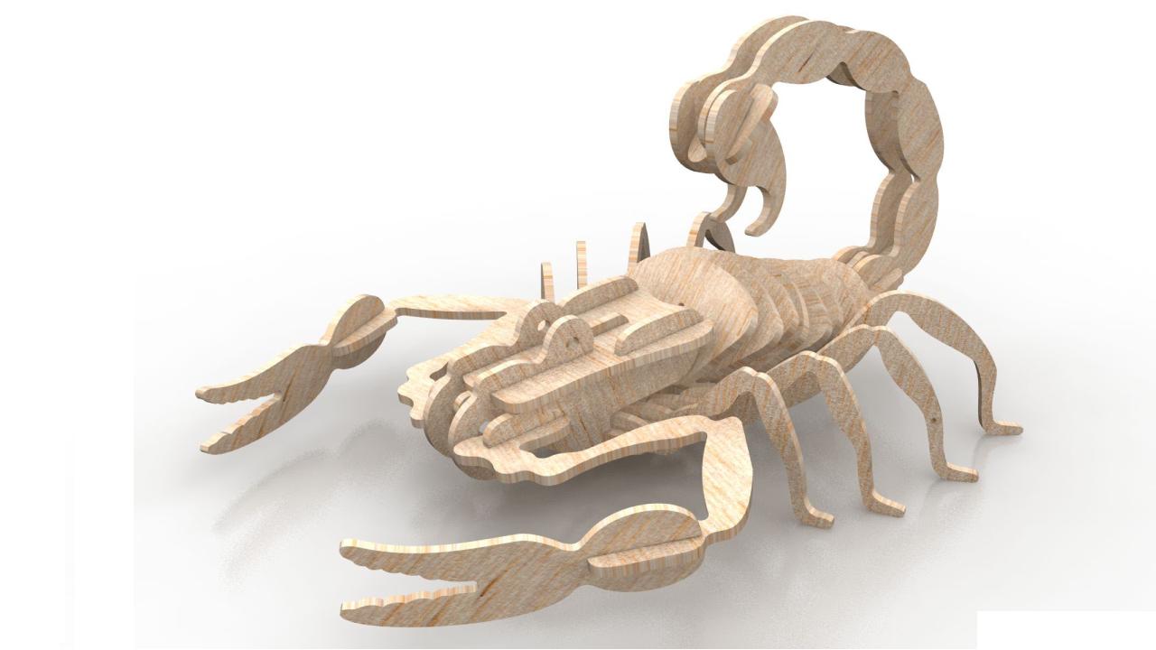 Scorpion 3d Wooden Puzzle 1.5mm Free DXF File