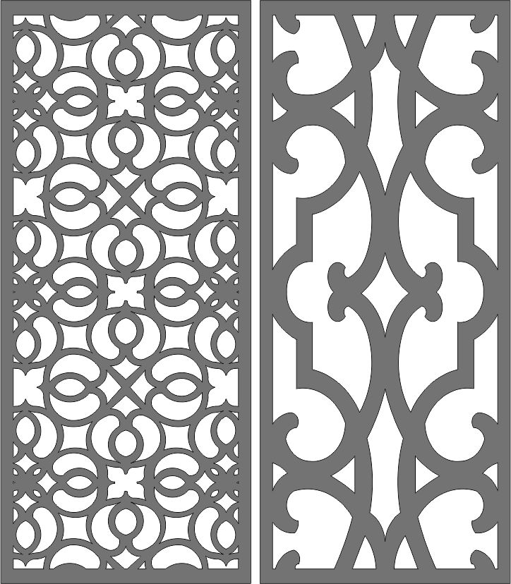 Screen Pattern Living Room Seamless Separators Set For Laser Cutting Free DXF File