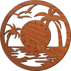 Seagull Shaped Clock Flying In The Sea For Laser Cut Plasma Free Vector File