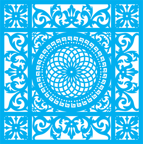 Seamless Blue Damask Pattern Ornament Free Vector File