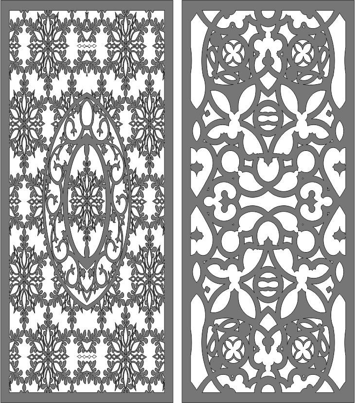 Seamless Living Room Separator Screen Designs Set For Laser Cutting Free DXF File