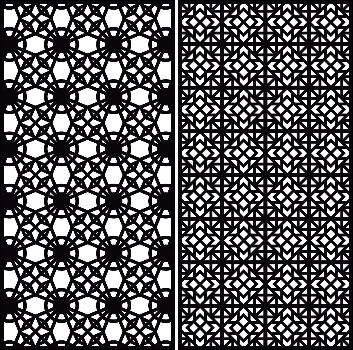 Seamless Separator Decor Screen Panels Set For Laser Cut Free Vector File