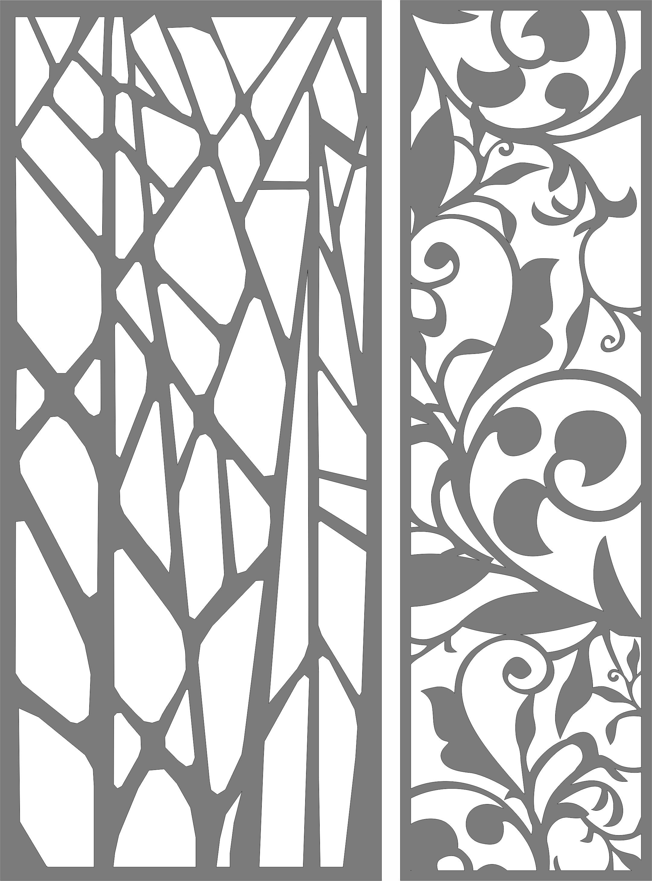 Separator Screen Floral Seamless Patterns Set For Laser Cut Free Vector File