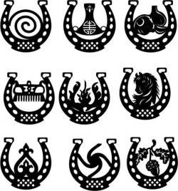 Set Of Horseshoe Decoration For Laser Cut Free Vector File