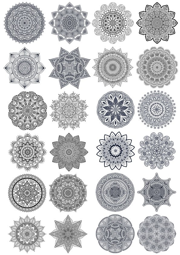 Set Of Ornament Round Mandala Free Vector File