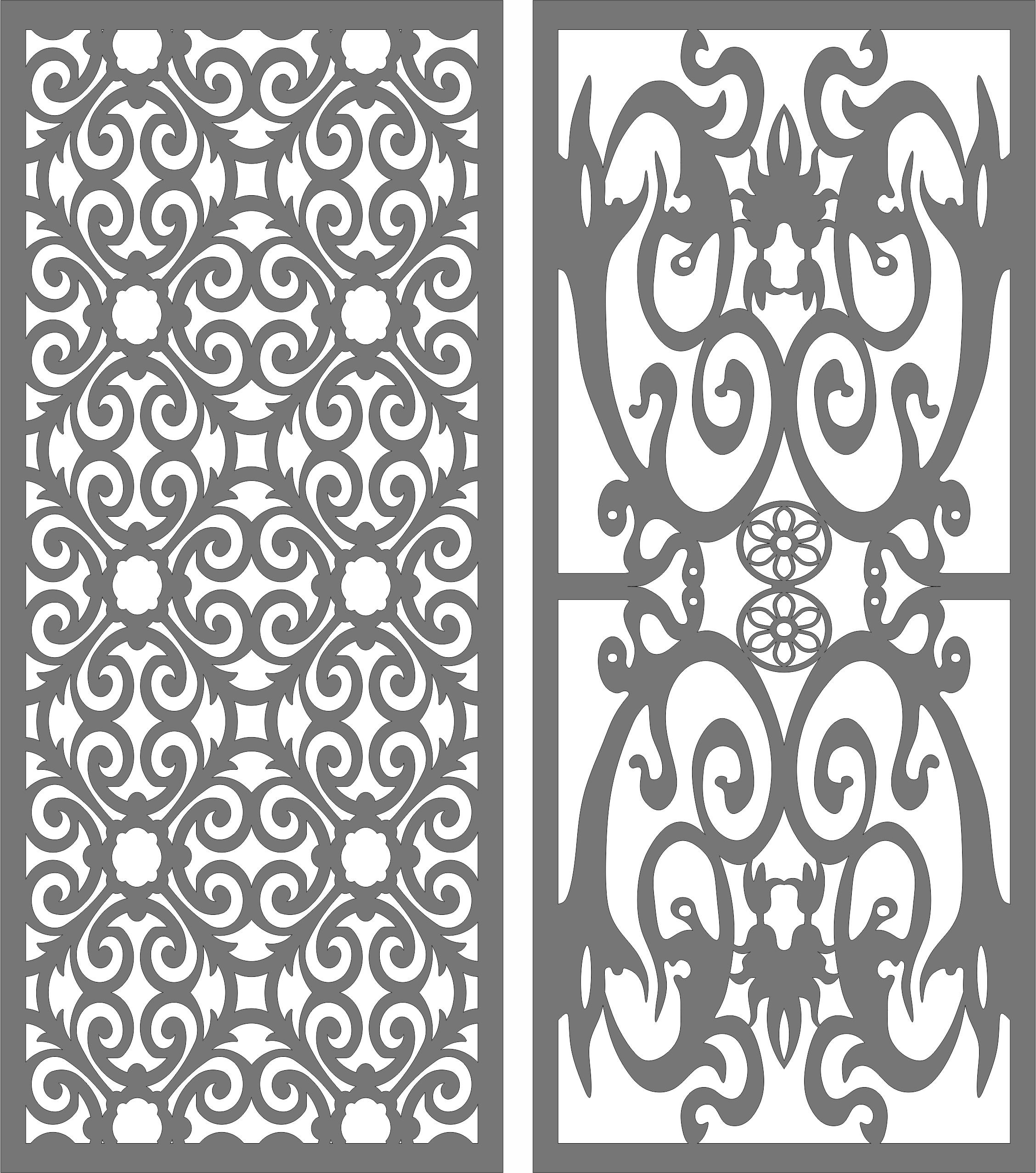 Set Of Panel Screen Room Divider Patterns For Laser Cut Free Vector File