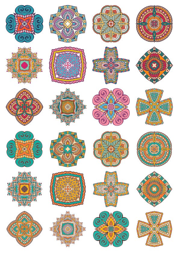 Set Of Round Ornaments Mandala Vectors Free Vector File