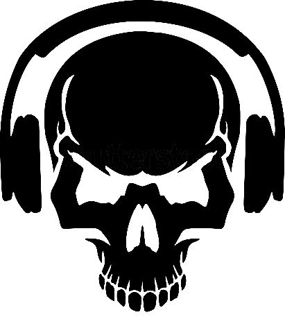 Skull With Headphones Free DXF File