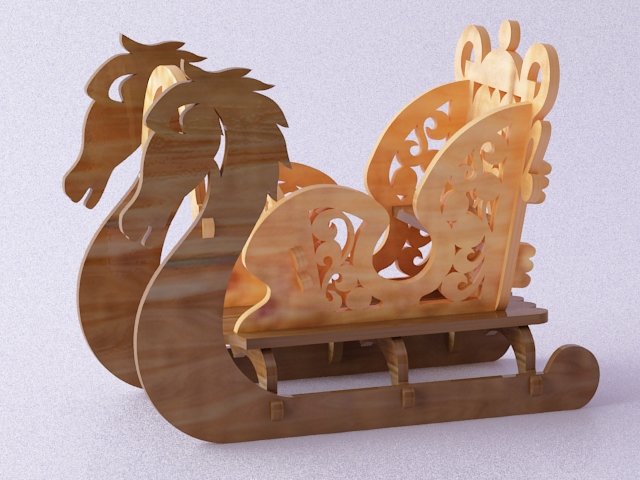Sleigh Christmas Ornaments Laser Cut Free Vector File