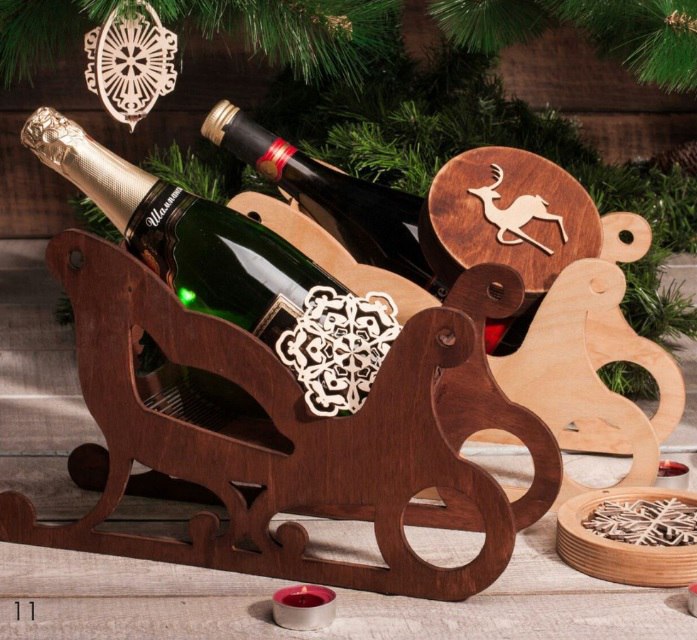 Sleigh Wine Holder Laser Cut Free Vector File