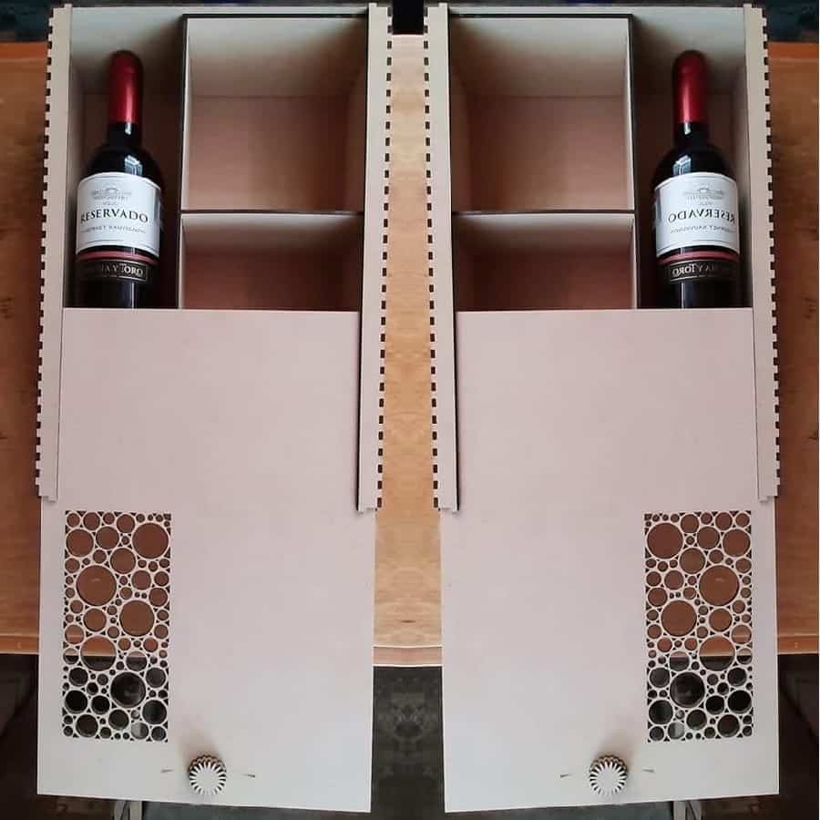 Slide Top Wine Bottle Box With Compartments Laser Cut Free Vector File