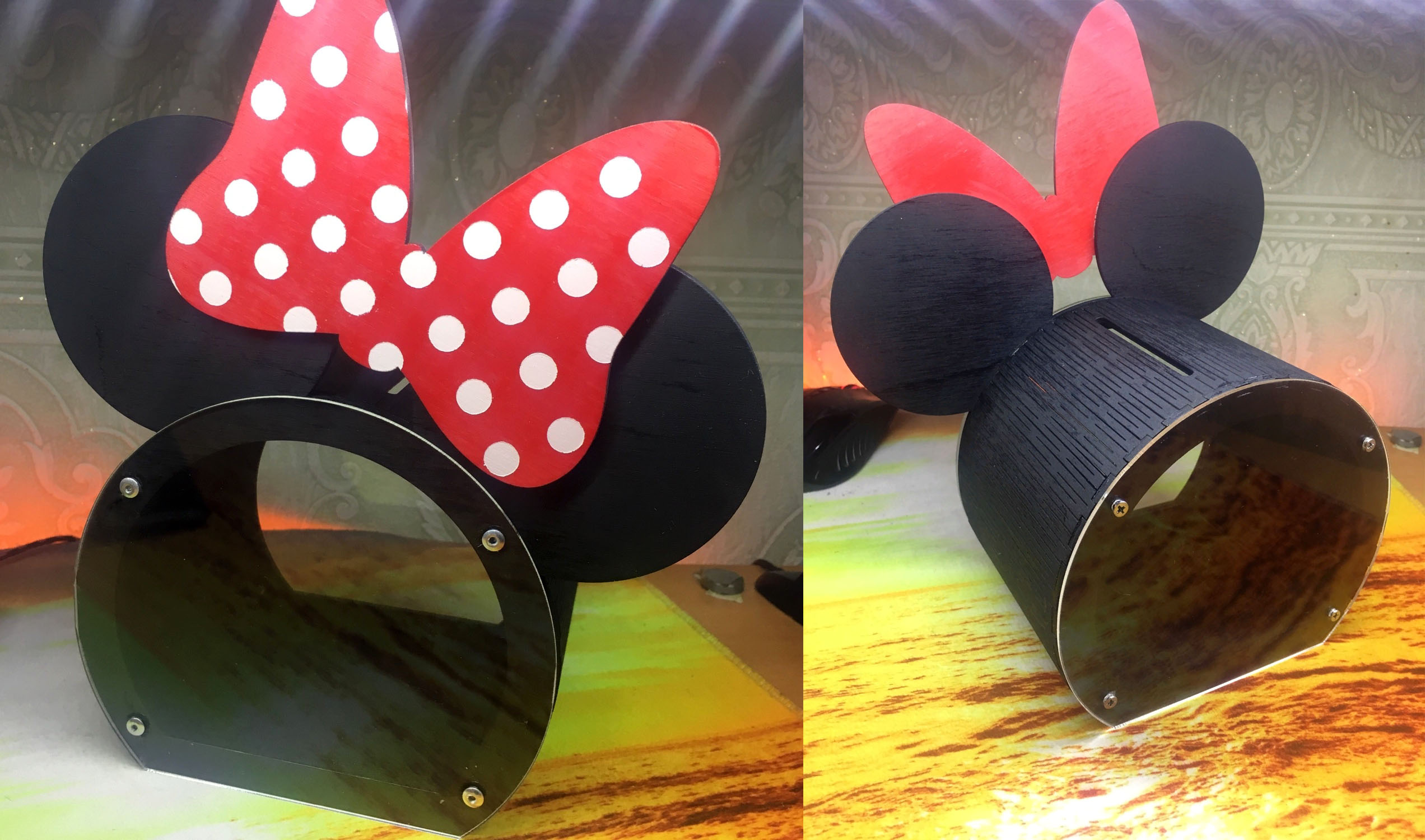 Small Bank Minnie Mouse For Laser Cut Free Vector File