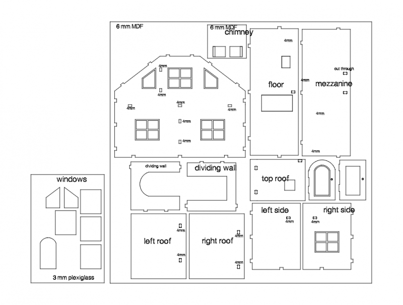 Small Doll House Jigsaw Puzzle Free DXF File