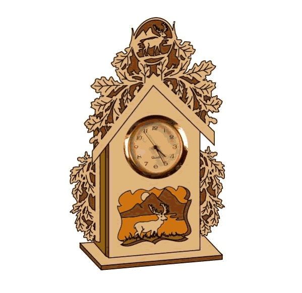 Small Wooden Clock House Free DXF File