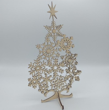 Snowflake Christmas Tree Laser Cut Free DXF File