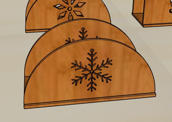 Snowflaks Christmas Tree Ornaments Napkin Holder 3mm Laser Cut Free DXF File