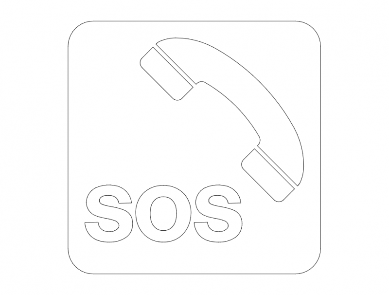Sos Sign And Phone Box On Highway Free DXF File