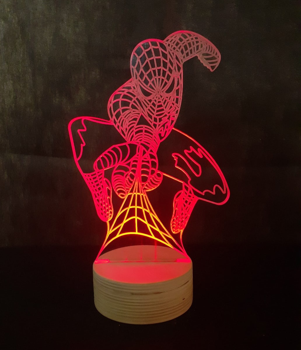 Spider Man Led Night Light 3d Lamp For Laser Cutting Free Vector File