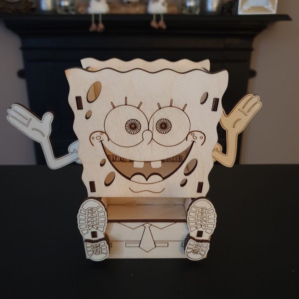 Spongebob Desk Tidy With Drawer Laser Cut Free Vector File